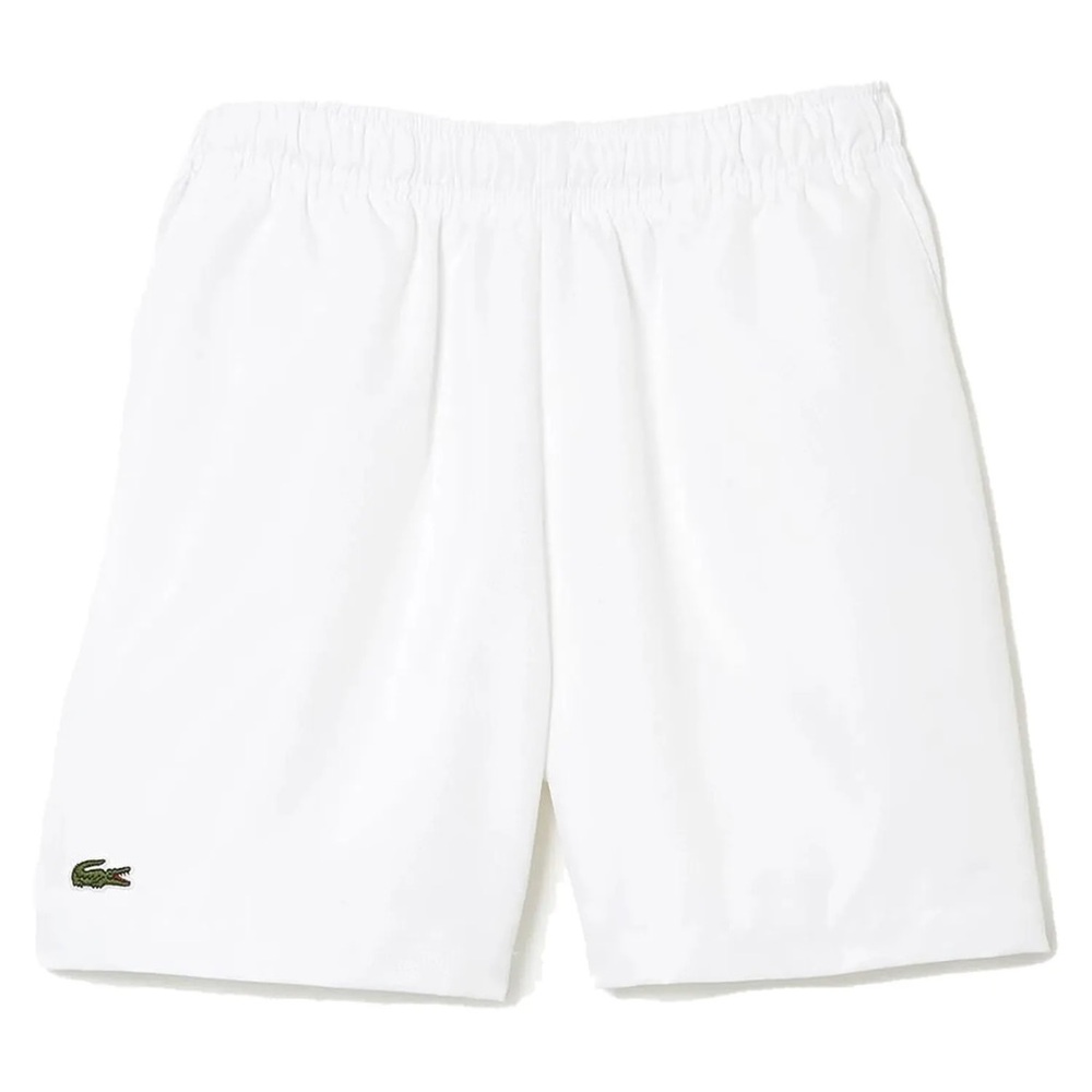 Lacoste White Athletic Shorts with Green Croc Accent